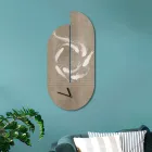 Relógio de madeira com estampa de garça fabricado na Itália - Palau Viadurini