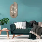 Relógio de madeira com estampa de garça fabricado na Itália - Palau Viadurini