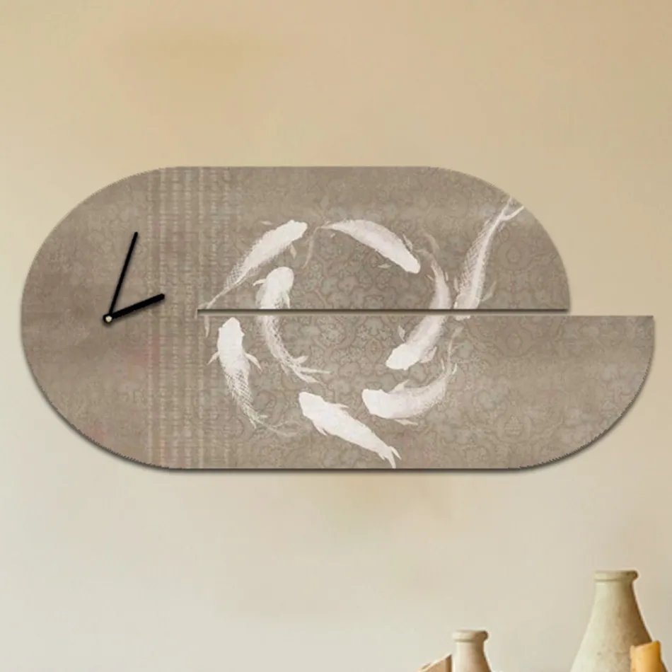 Relógio de madeira com estampa de garça fabricado na Itália - Palau Viadurini