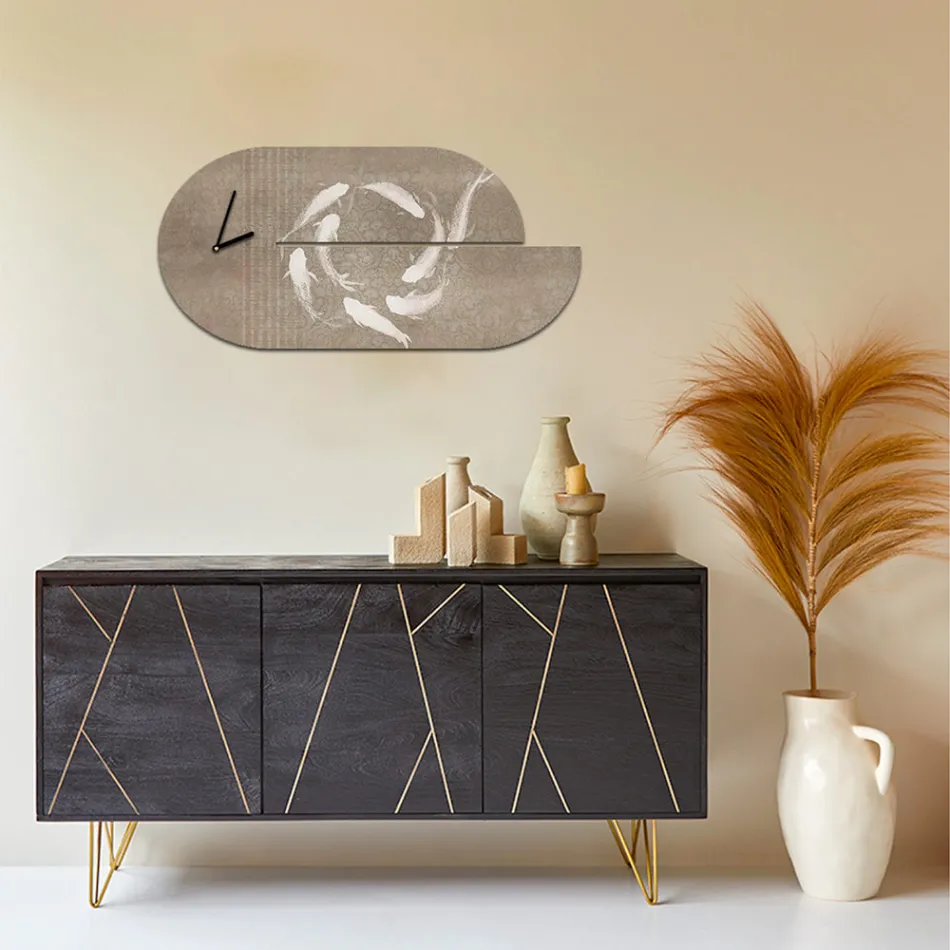 Relógio de madeira com estampa de garça fabricado na Itália - Palau Viadurini