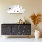 Relógio de madeira com estampa de garça fabricado na Itália - Palau Viadurini