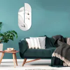 Relógio de madeira com estampa de garça fabricado na Itália - Palau Viadurini