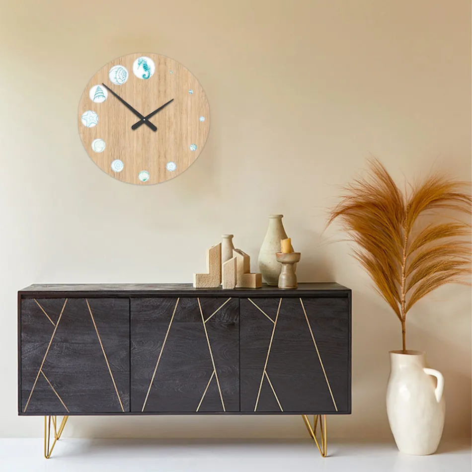 Relógio de madeira com estampa marinha fabricado na Itália - Honduras Viadurini