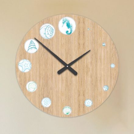 Relógio de madeira com estampa marinha fabricado na Itália - Honduras Viadurini