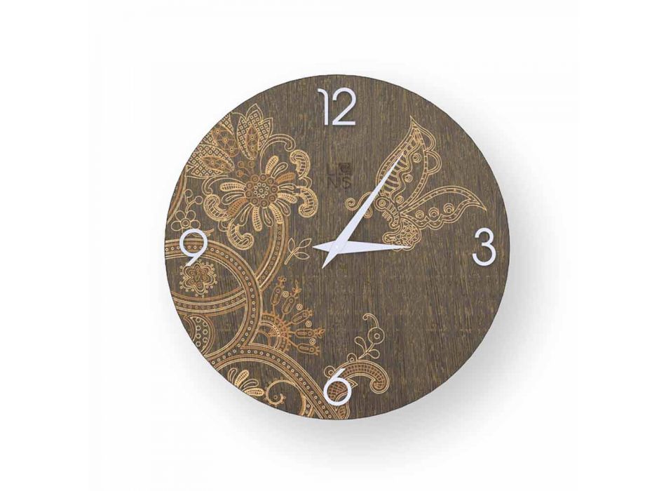 Relógio de parede de madeira de tonelada, design moderno Viadurini