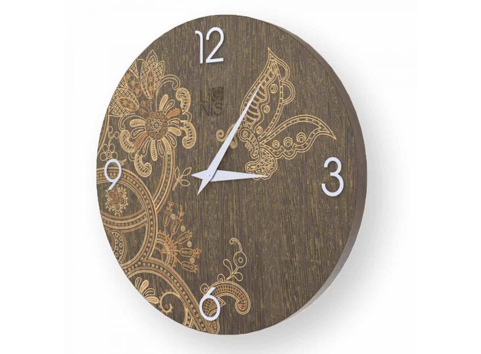 Relógio de parede de madeira de tonelada, design moderno Viadurini