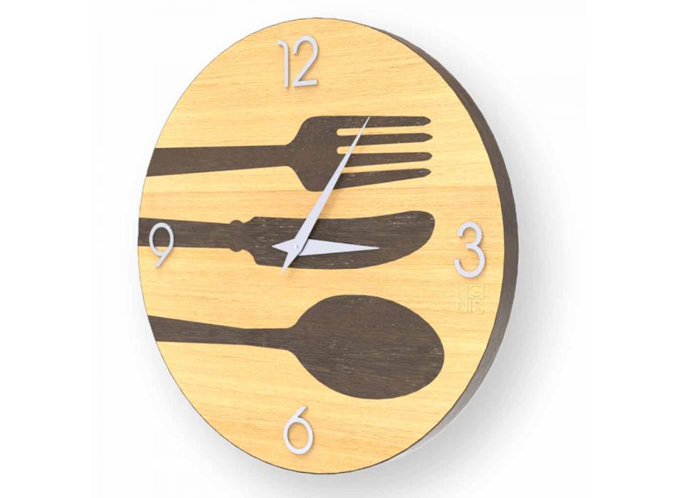 Clivio moderno relógio de parede de madeira, feito na Itália Viadurini