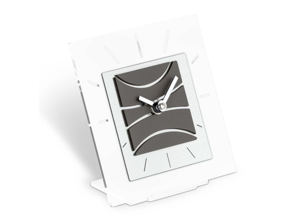 Relógio de mesa quadrado em metacrilato transparente fabricado na Itália - estranho Viadurini