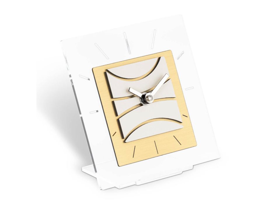 Relógio de mesa quadrado em metacrilato transparente fabricado na Itália - estranho Viadurini