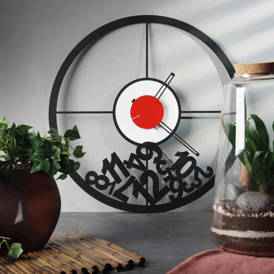 Relógio feito de ferro com números caídos fabricado na Itália - Áries Viadurini