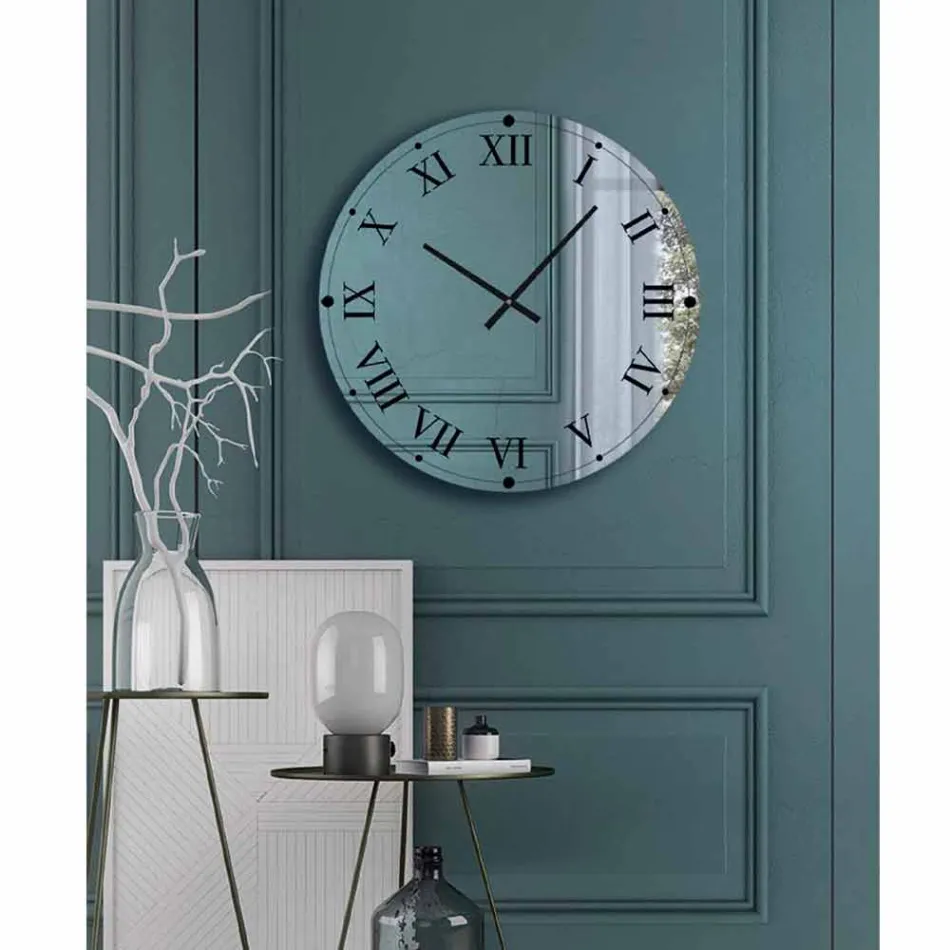 Relógio de parede redondo em cristal espelhado fabricado na Itália - Gear Viadurini