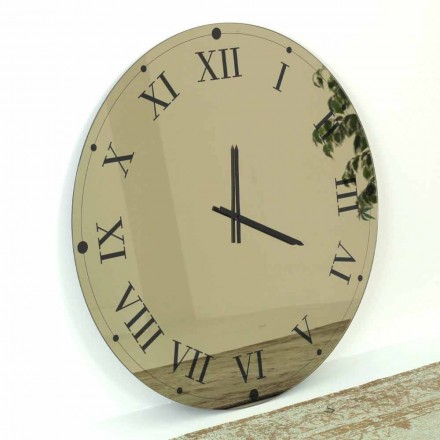 Relógio de parede redondo em cristal espelhado fabricado na Itália - Gear Viadurini