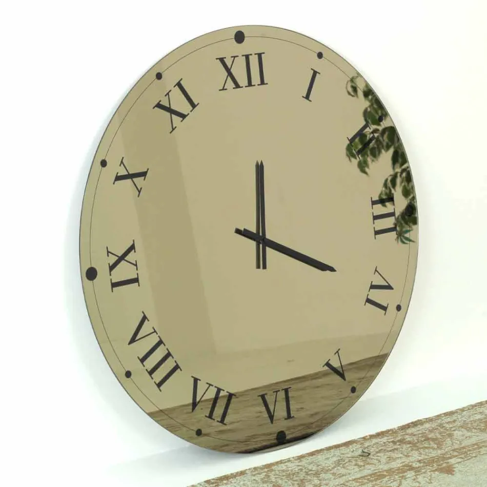 Relógio de parede redondo em cristal espelhado fabricado na Itália - Gear Viadurini