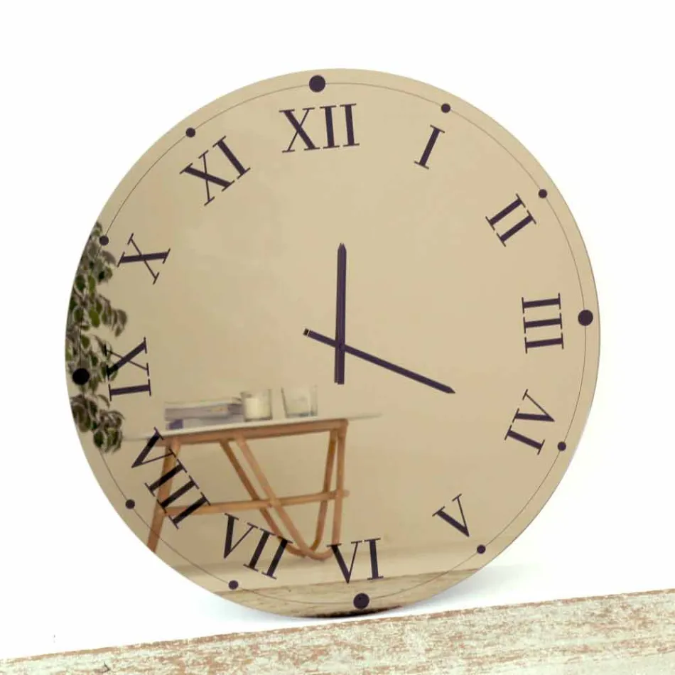 Relógio de parede redondo em cristal espelhado fabricado na Itália - Gear Viadurini