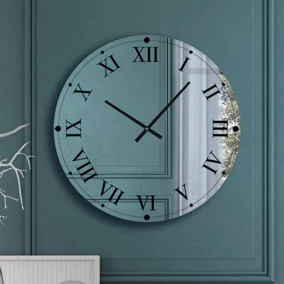 Relógio de parede redondo em cristal espelhado fabricado na Itália - Gear Viadurini