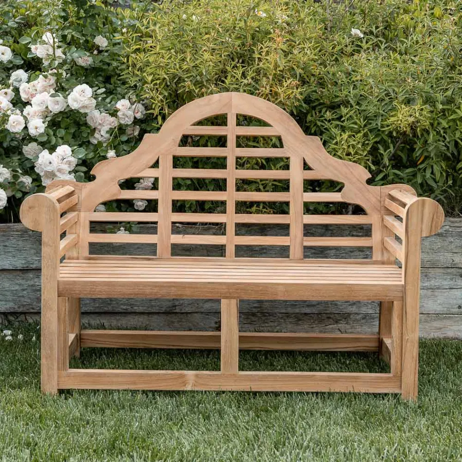 Banco de exterior feito inteiramente de teca - Chegada Viadurini