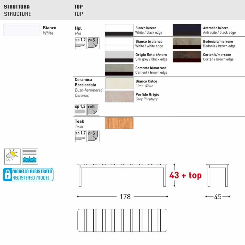 Bancada exterior Varaschin System em alumínio pintado Viadurini