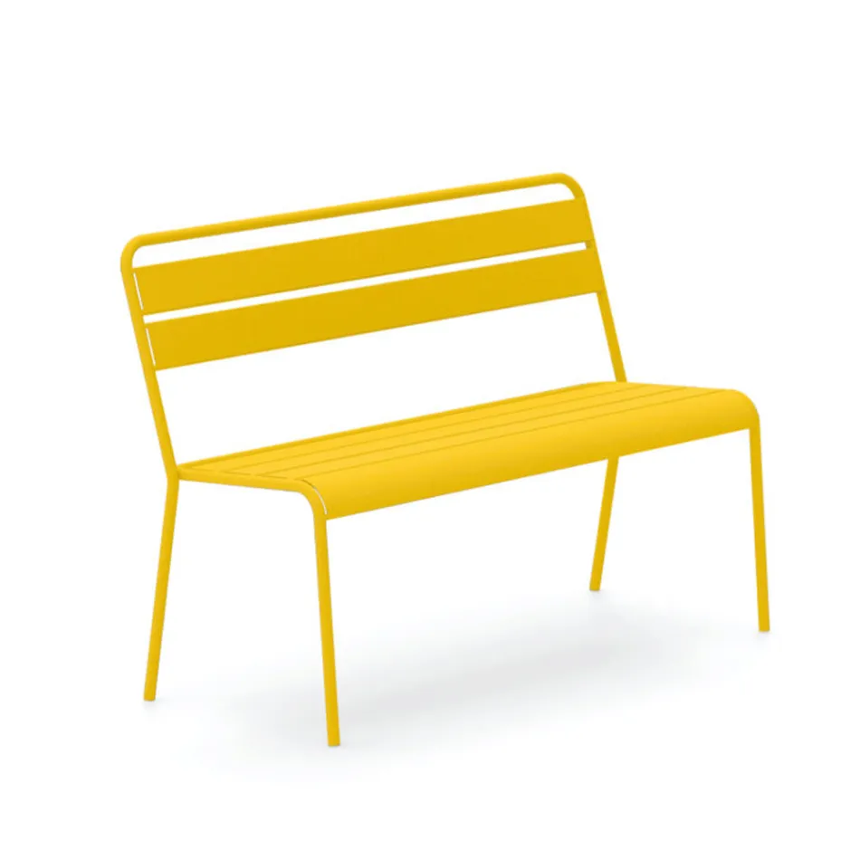 Banco de jardim empilhável com estrutura de aço galvanizado fabricado na Itália - Ralph Viadurini