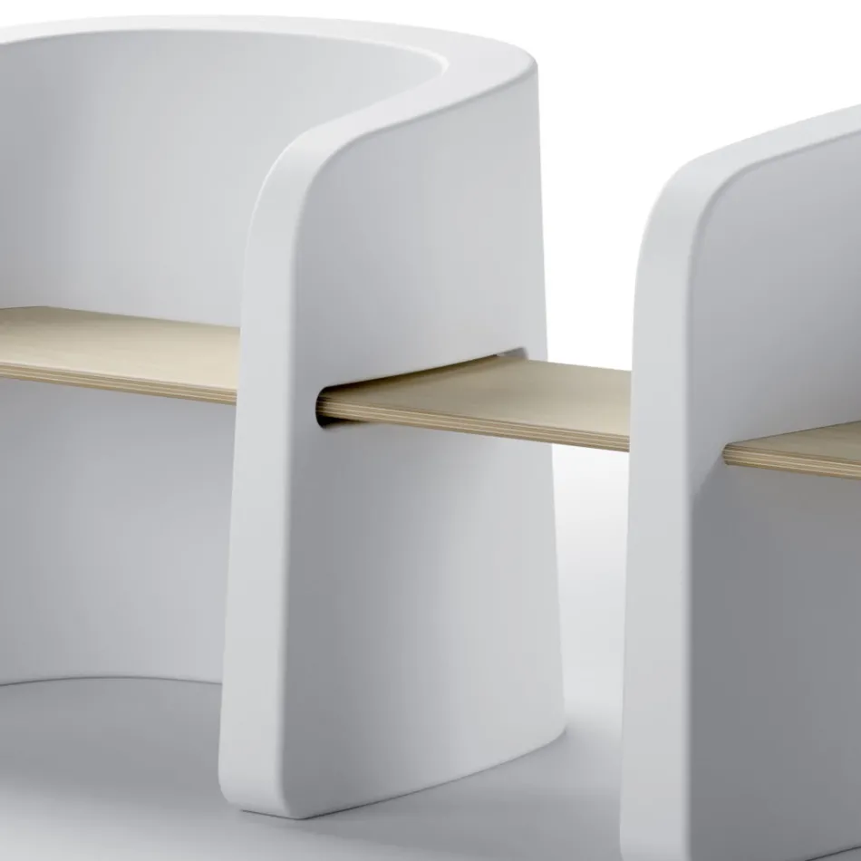 Banco de Jardim em Polietileno e Madeira de Bétula Fabricado na Itália - Talula Viadurini