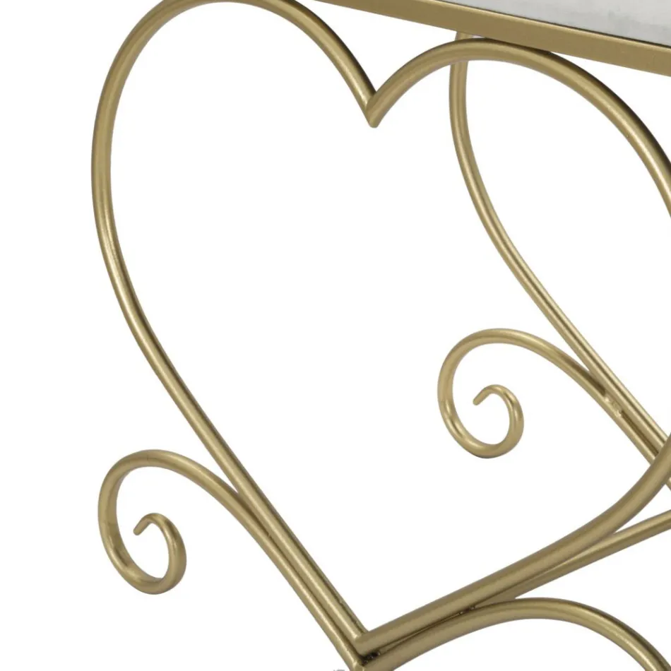 Banco em Ferro Dourado com Assento Acolchoado e Forro em Tecido - Alchimia Viadurini