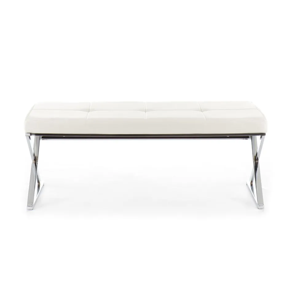 Banco em Couro Sintético e Estrutura Metálica - Argônio Viadurini