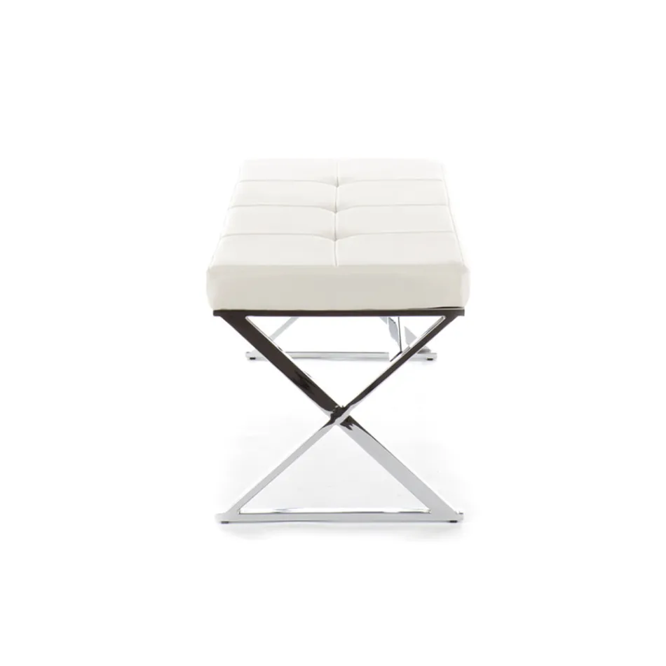 Banco em Couro Sintético e Estrutura Metálica - Argônio Viadurini