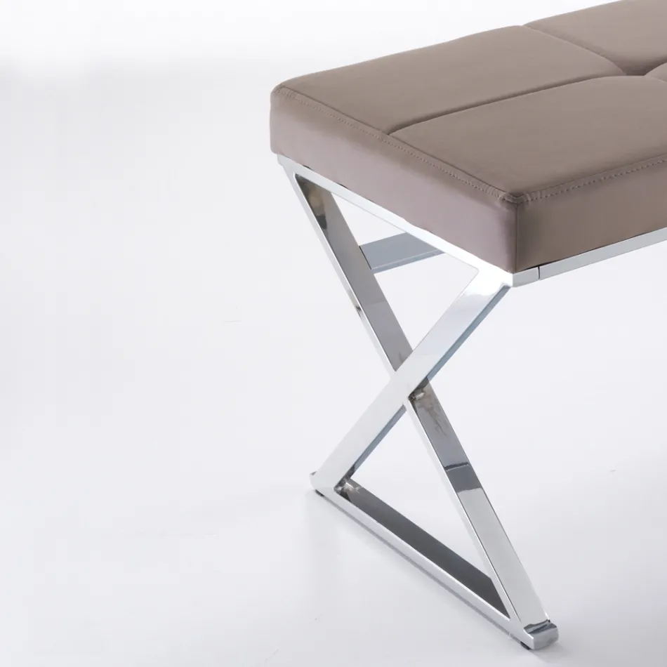 Banco em Couro Sintético e Estrutura Metálica - Argônio Viadurini