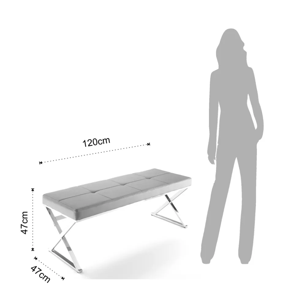 Banco em Couro Sintético e Estrutura Metálica - Argônio Viadurini