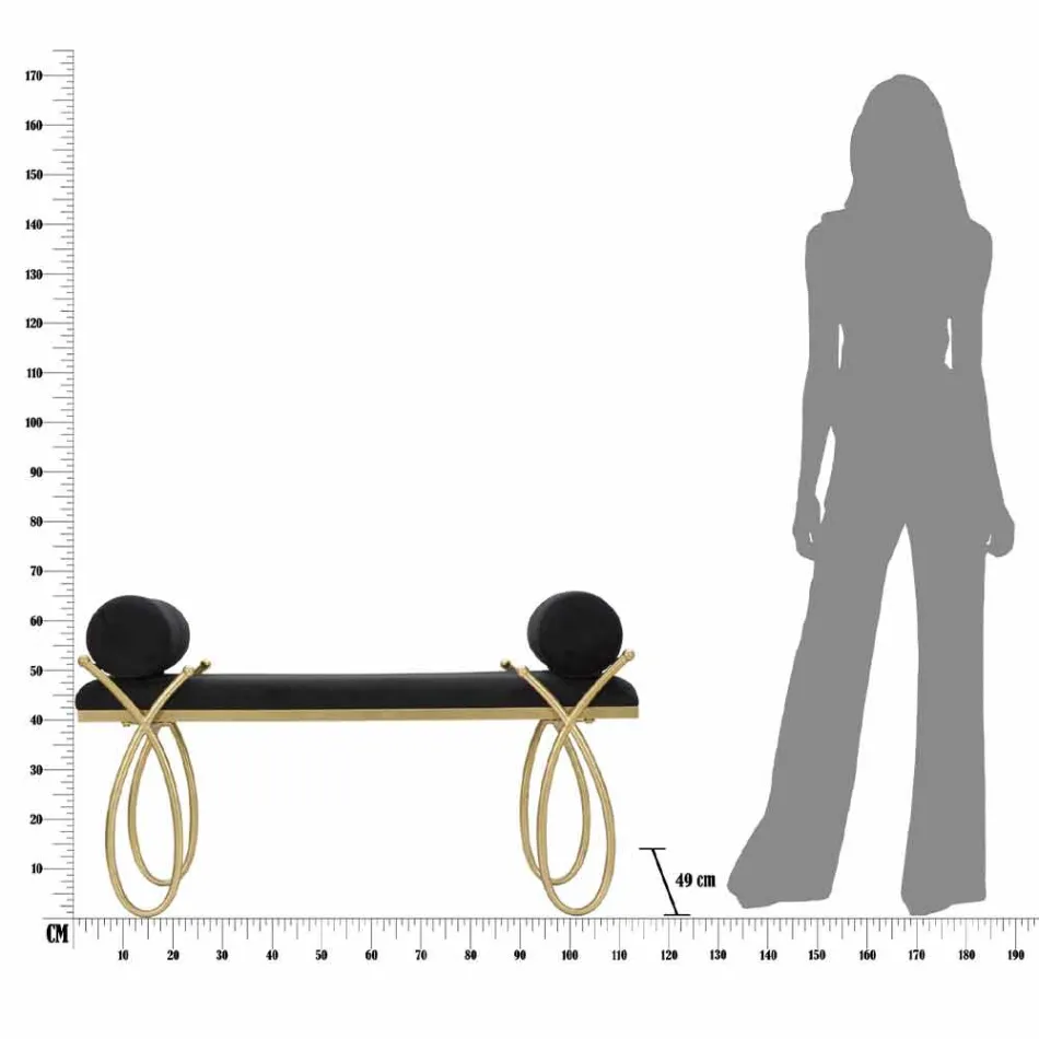 Banco Retangular de Design Moderno em Ferro, MDF e Tecido - Harding Viadurini
