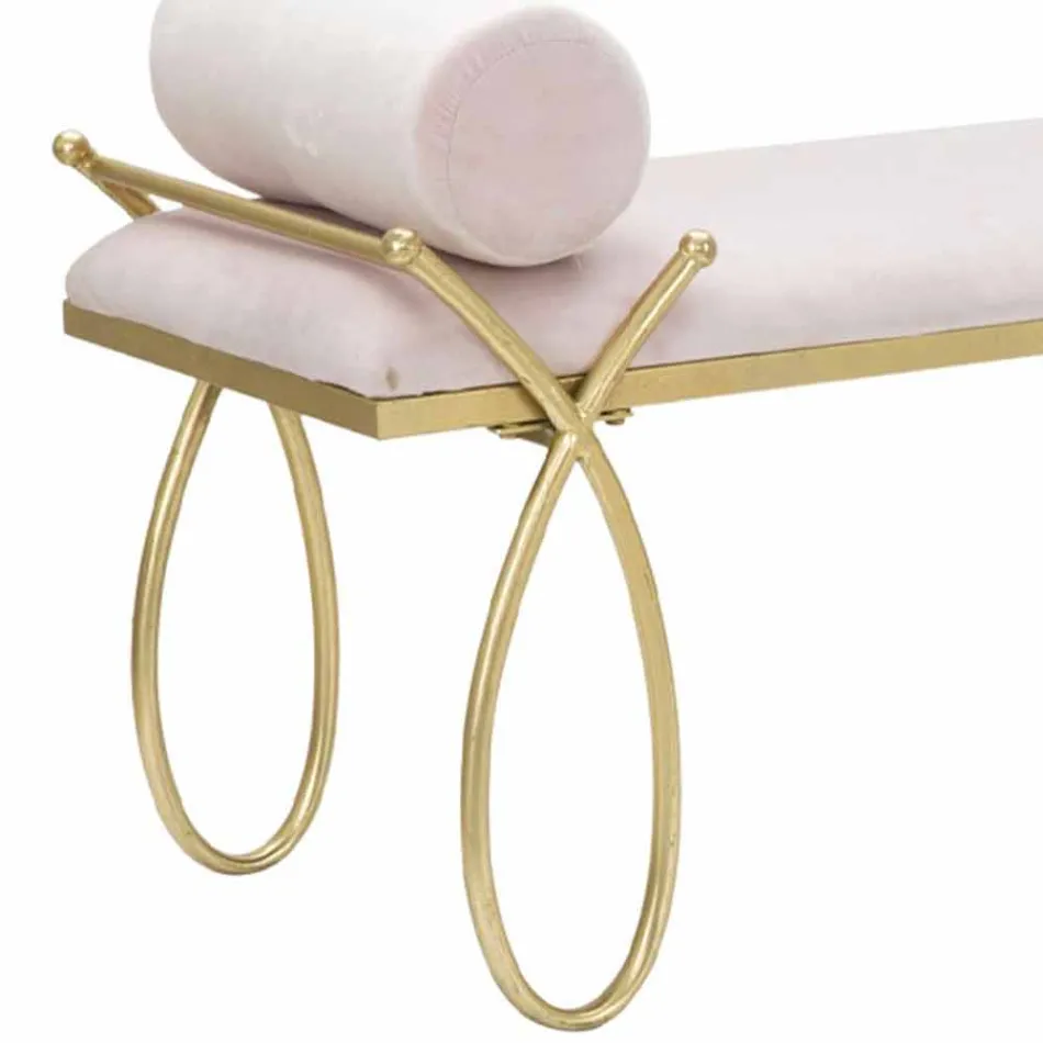 Banco Retangular de Design Moderno em Ferro, MDF e Tecido - Harding Viadurini