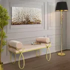 Banco Retangular de Design Moderno em Ferro, MDF e Tecido - Harding Viadurini