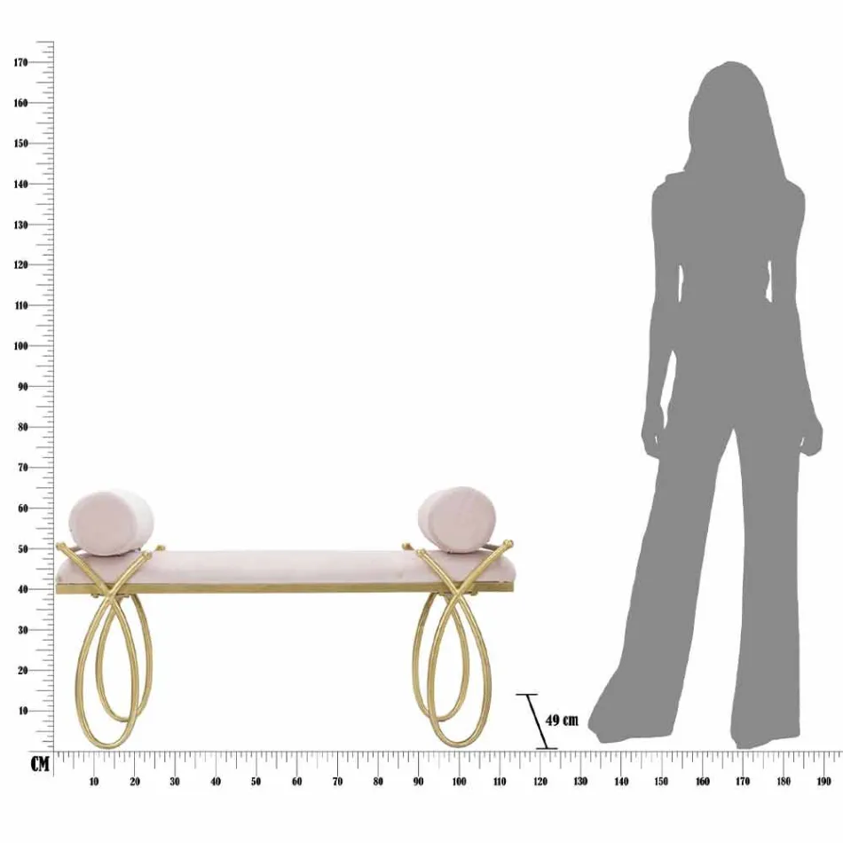 Banco Retangular de Design Moderno em Ferro, MDF e Tecido - Harding Viadurini