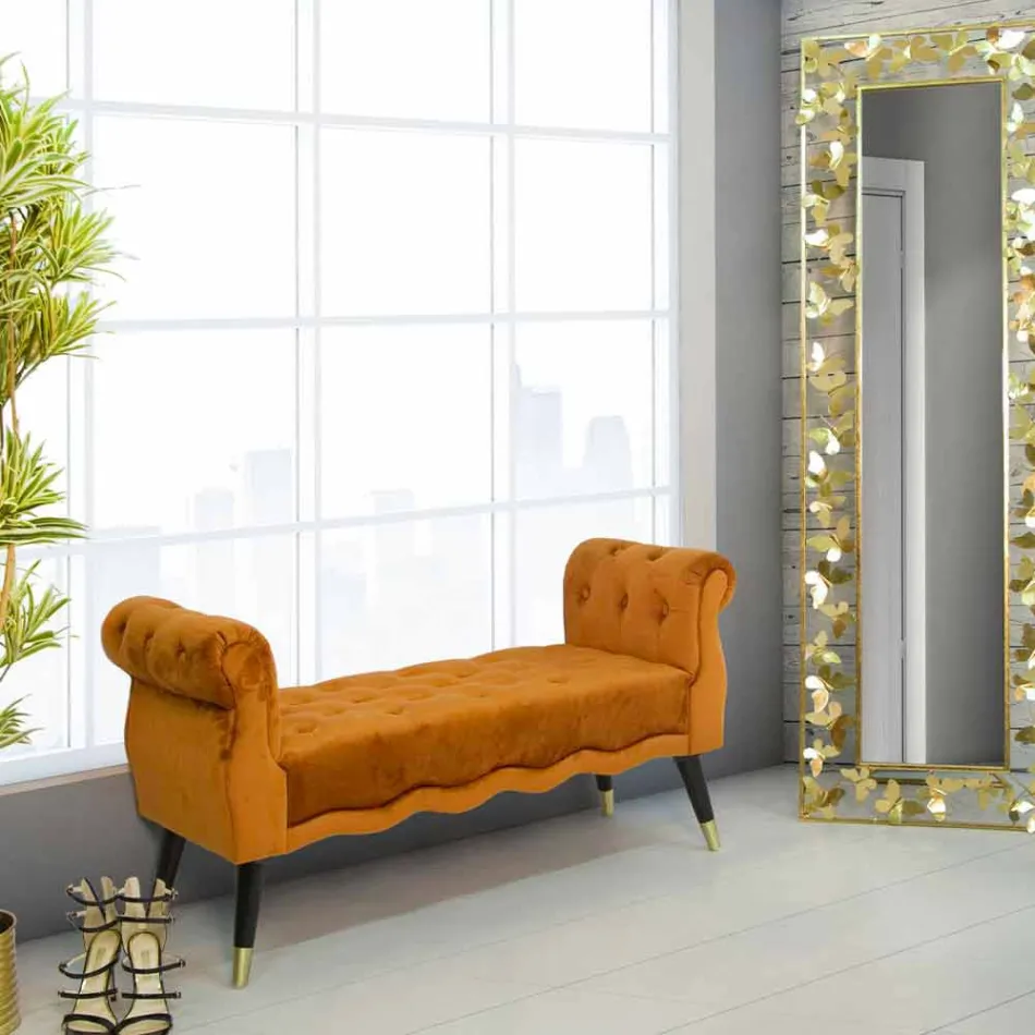 Banco Retangular de Design Moderno em Madeira e Tecido - Theodore Viadurini