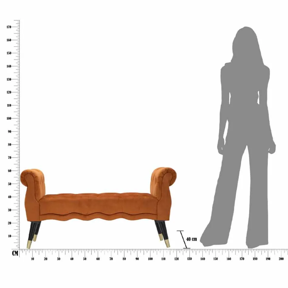 Banco Retangular de Design Moderno em Madeira e Tecido - Theodore Viadurini