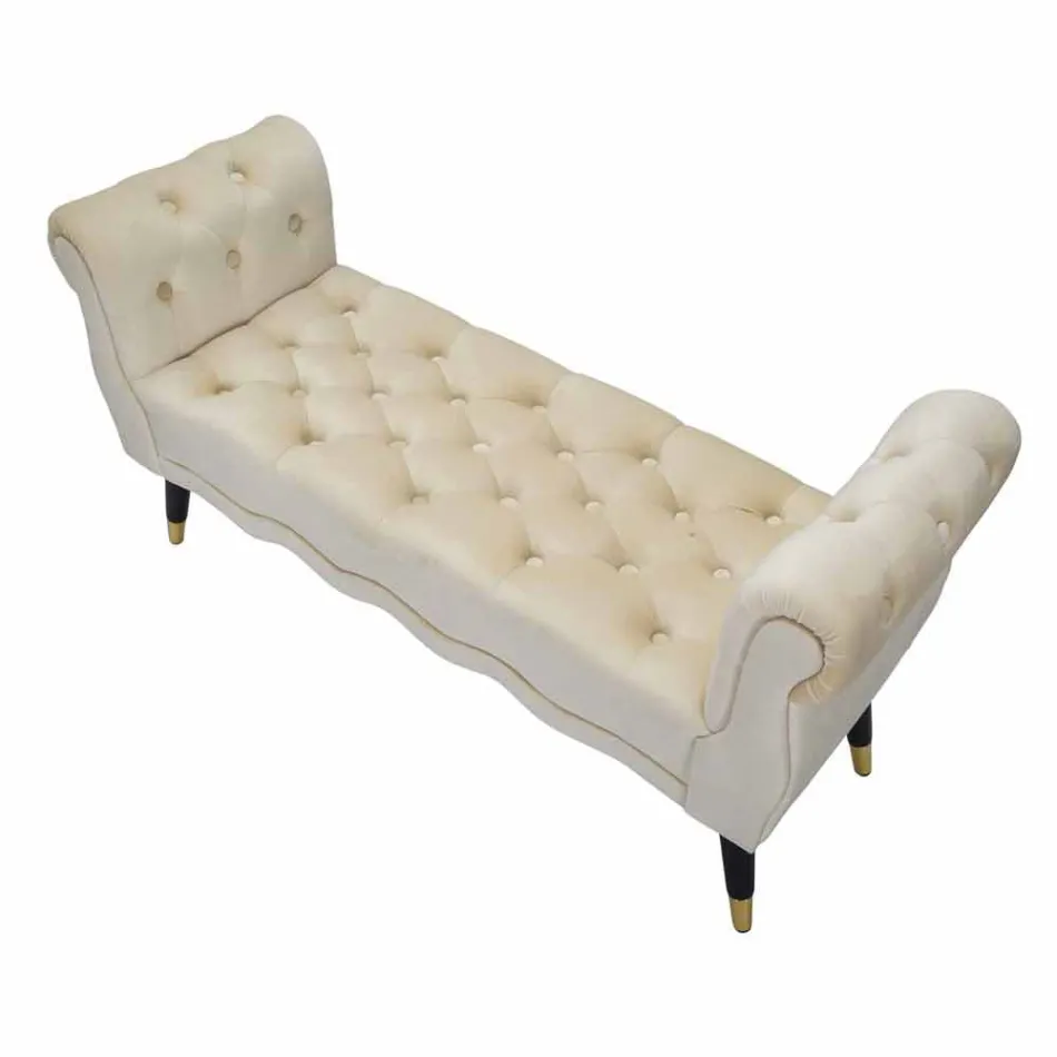 Banco Retangular de Design Moderno em Madeira e Tecido - Theodore Viadurini