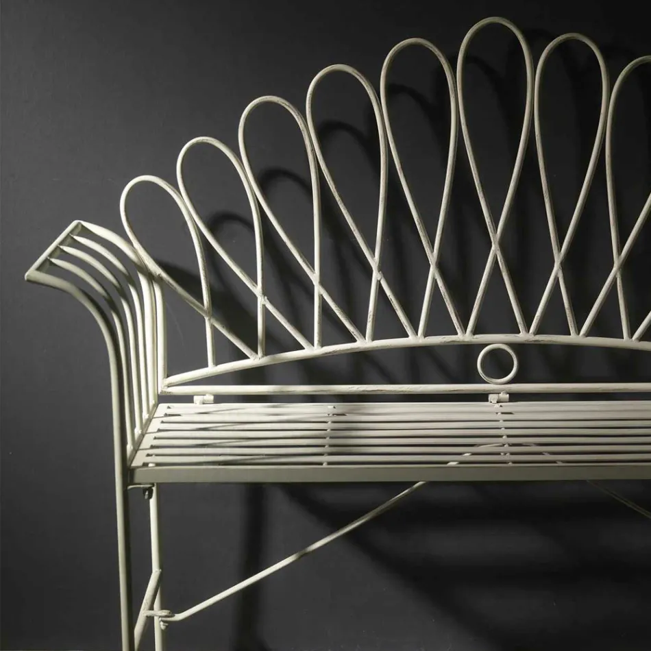 Banco de jardim de 2 lugares em metal com acabamento em marfim - Glue Viadurini