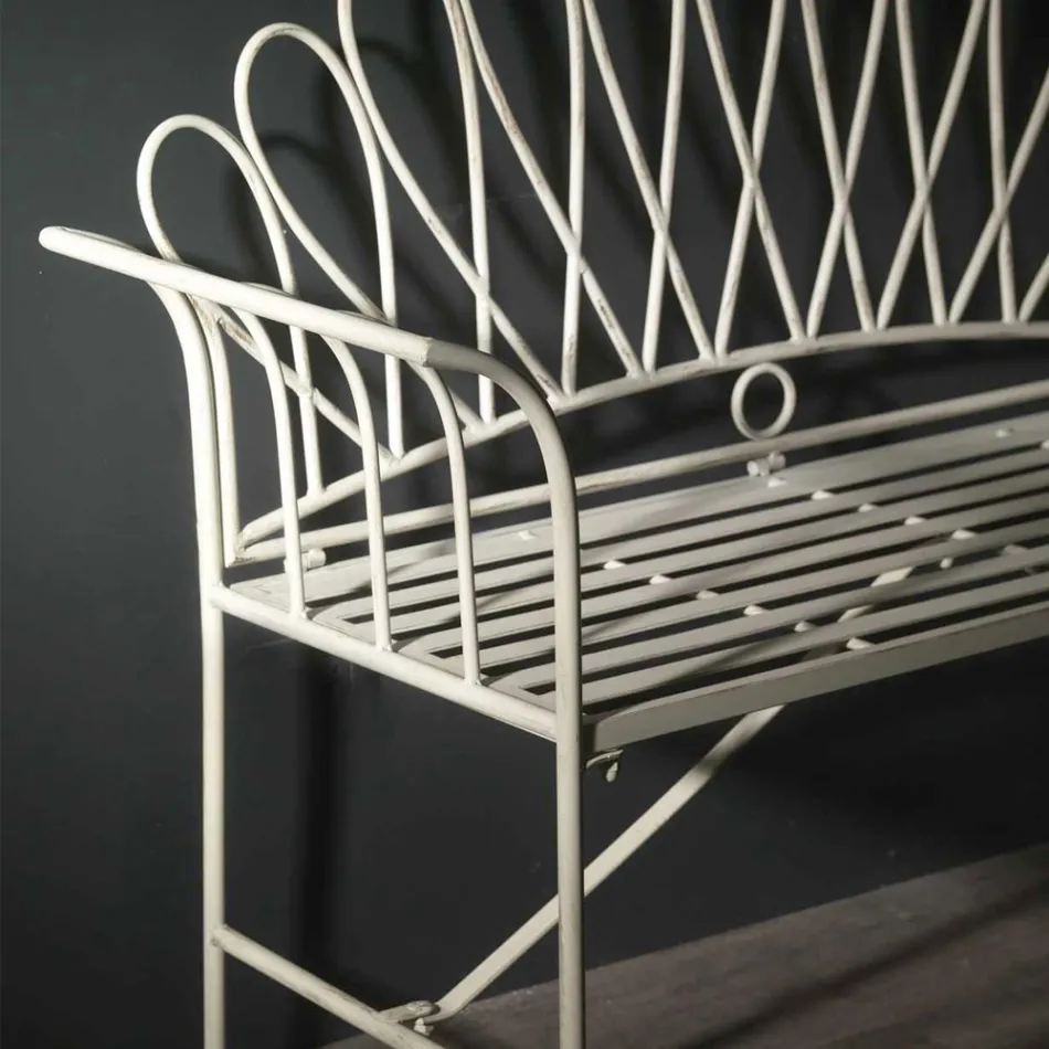 Banco de jardim de 2 lugares em metal com acabamento em marfim - Glue Viadurini