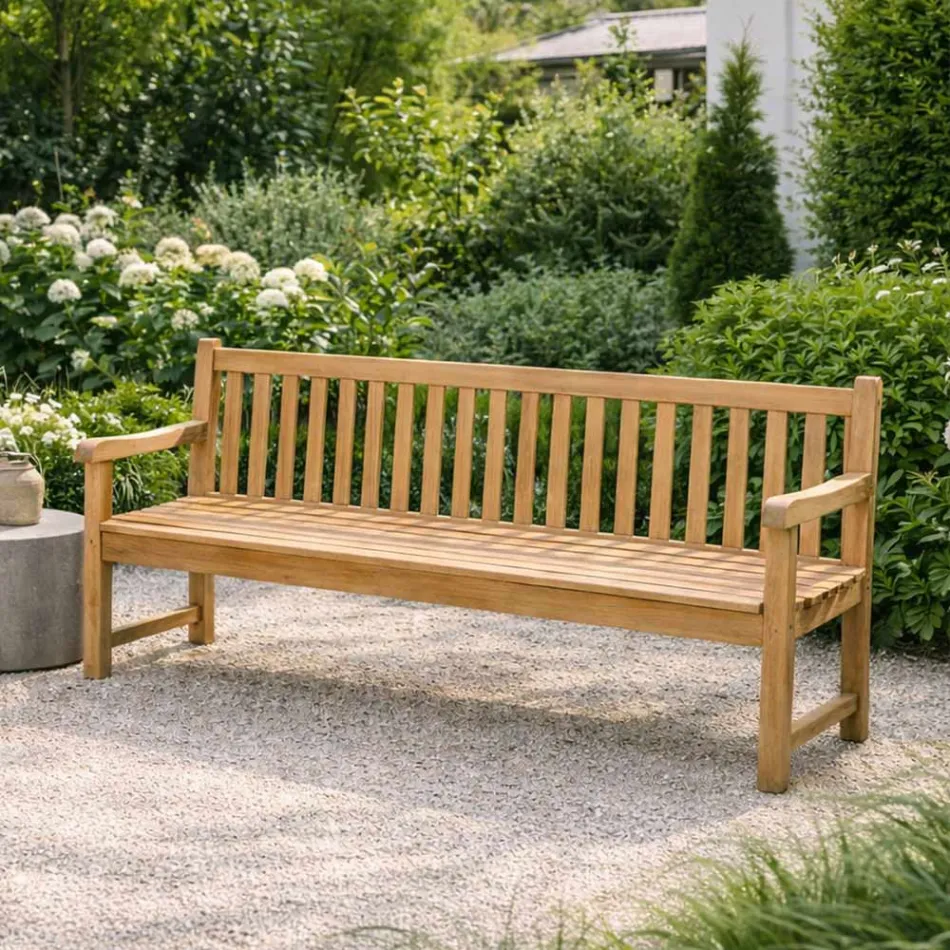 Banco de Jardim em Teca Natural de Vários Tamanhos - Yggdrasil Viadurini