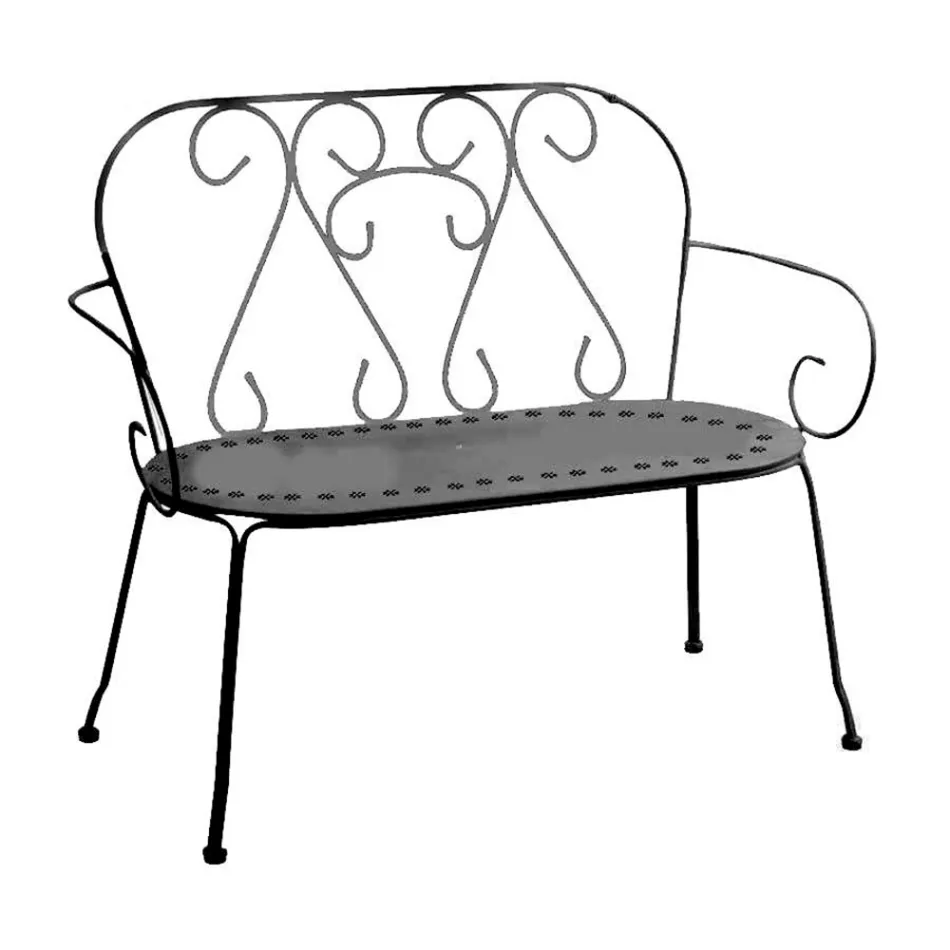 Banco de jardim feito inteiramente de metal - Arquivo Viadurini