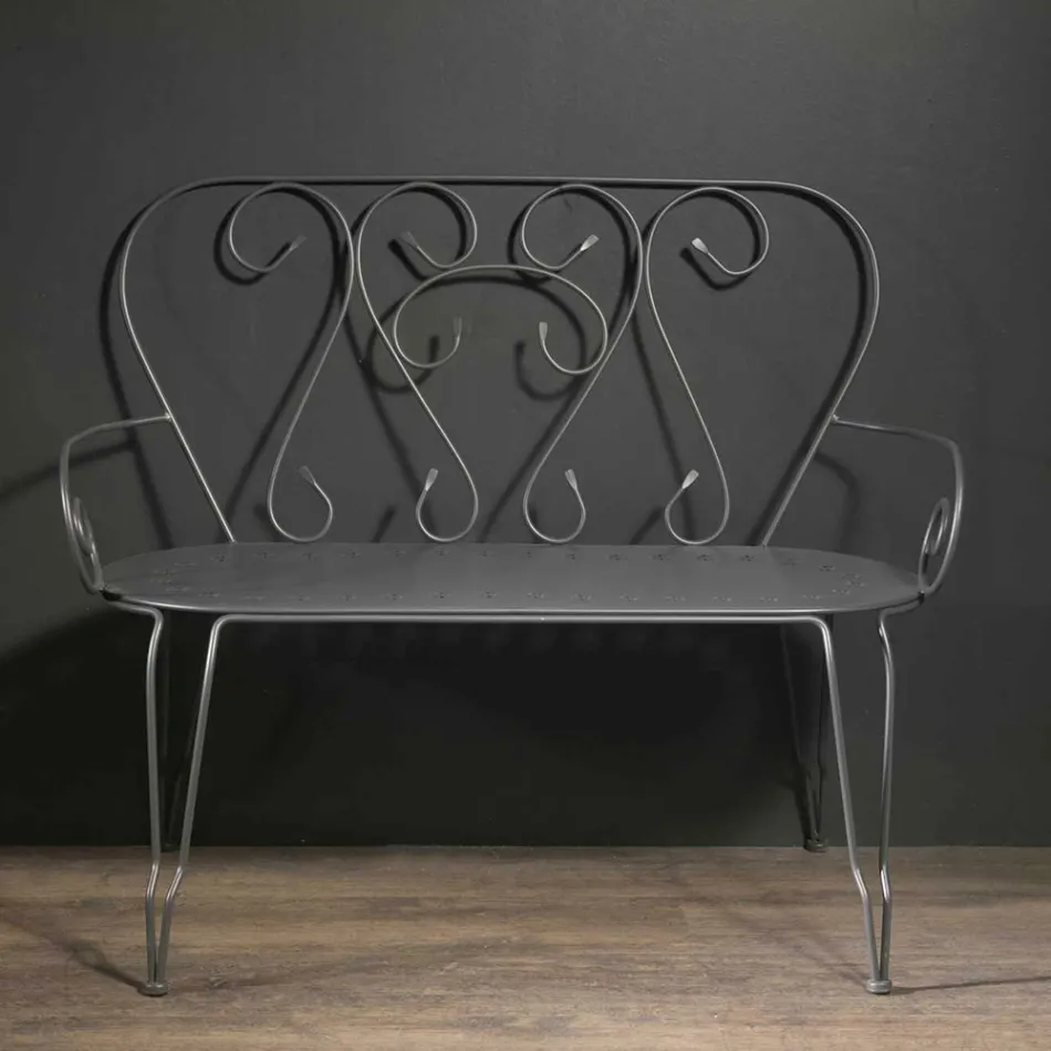 Banco de jardim feito inteiramente de metal - Arquivo Viadurini
