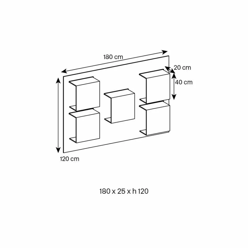 Painel de parede em madeira de nogueira Canaletto e prateleiras de vidro 2 tamanhos - manjericão Viadurini