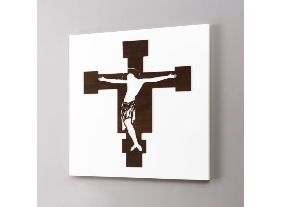 Painel Branco com Representação do Crucifixo Fabricado na Itália - Airi Viadurini