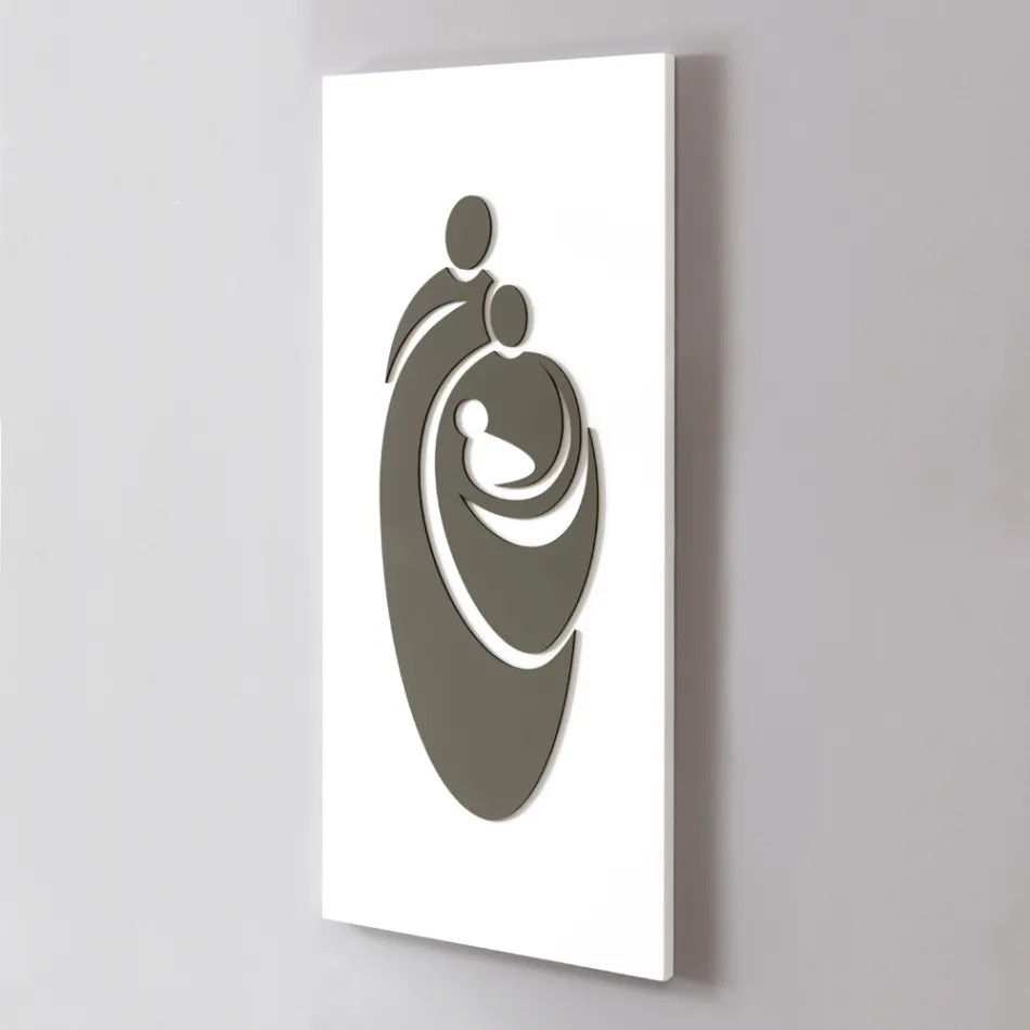 Painel representando a família gravada a laser feita na Itália - Chiaki Viadurini