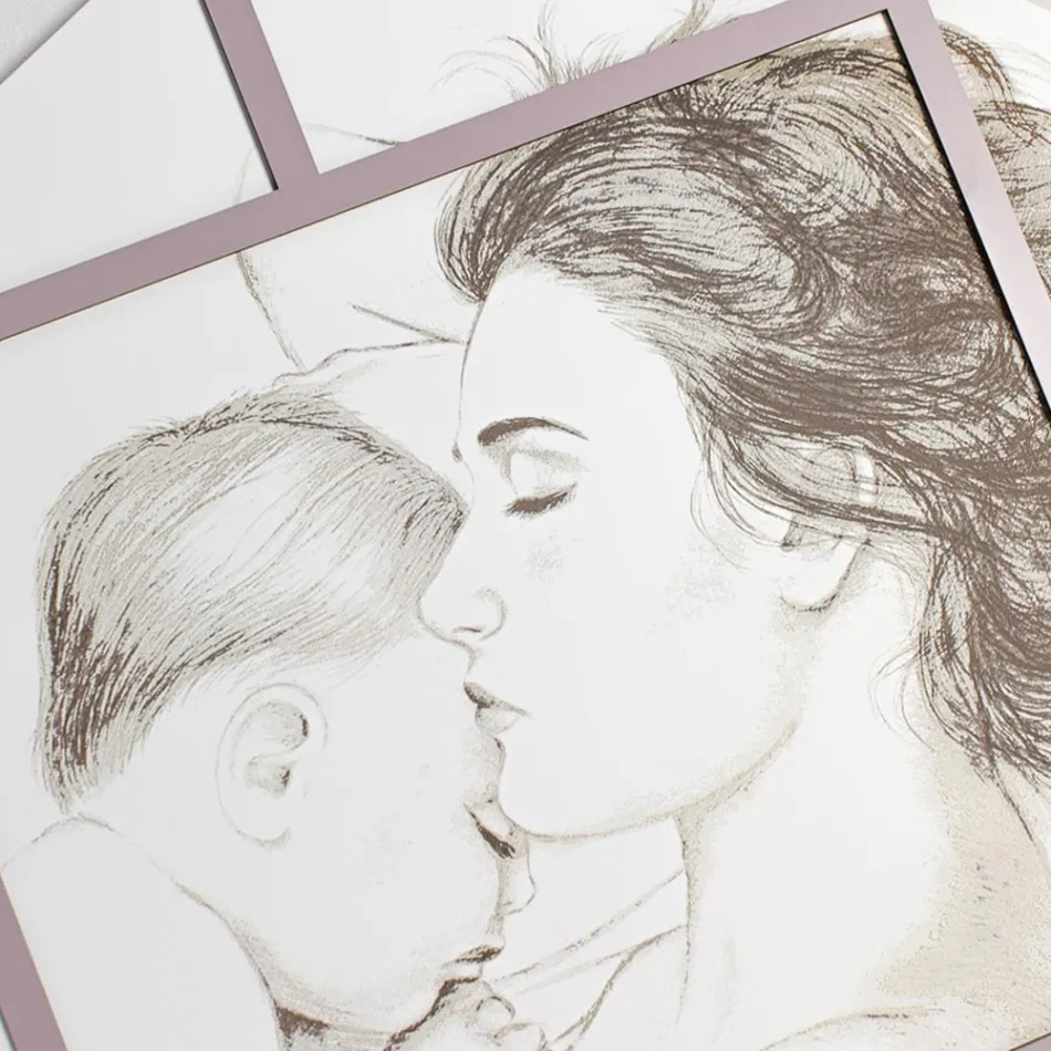 Painel gravado a laser com mulher e criança feito na Itália - Harald Viadurini