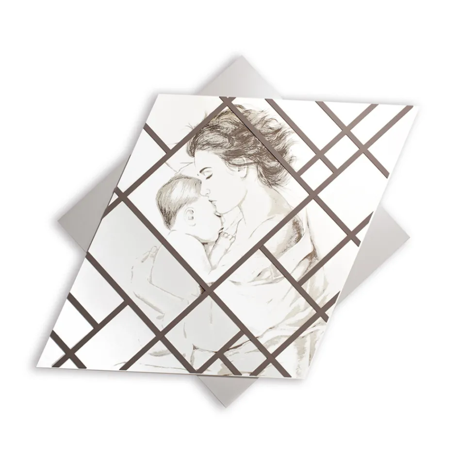 Painel gravado a laser com mulher e criança feito na Itália - Harald Viadurini