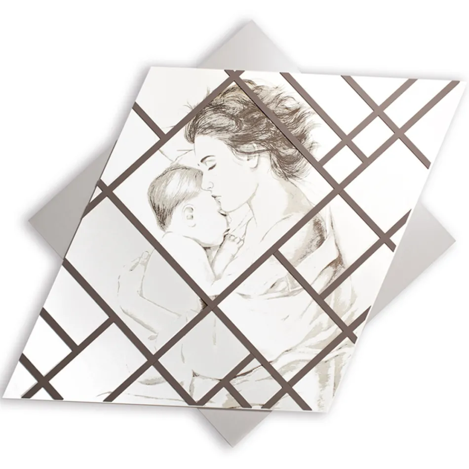 Painel gravado a laser com mulher e criança feito na Itália - Harald Viadurini