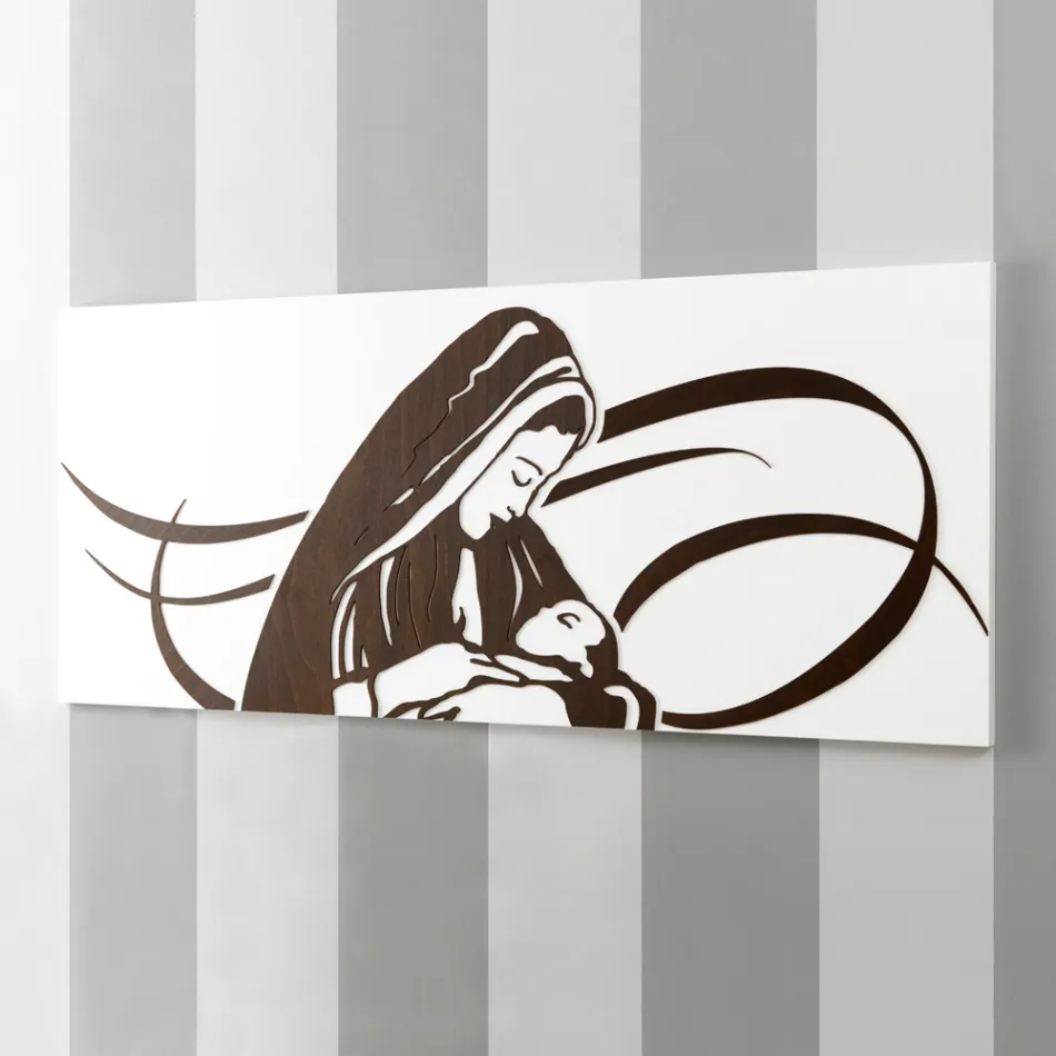 Painel feito com gravação a laser que retrata a mãe feita na Itália - Chiyo Viadurini