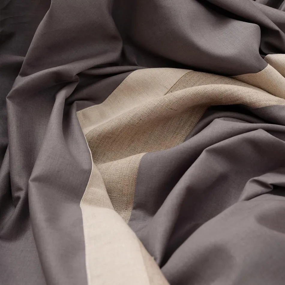 Conjunto de capa de edredom em 90% algodão e 10% linho com 1 fronha feito na Itália - Nestle Viadurini