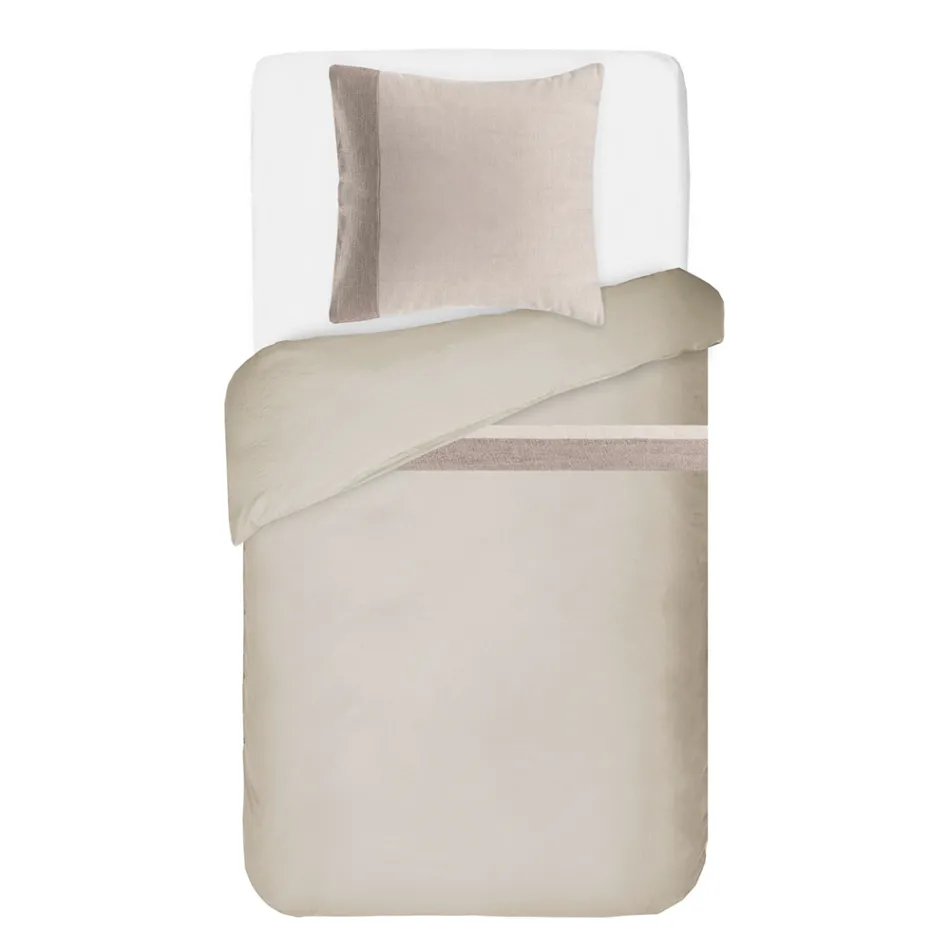 Conjunto de capa de edredom em 90% algodão e 10% linho com 1 fronha feito na Itália - Nestle Viadurini