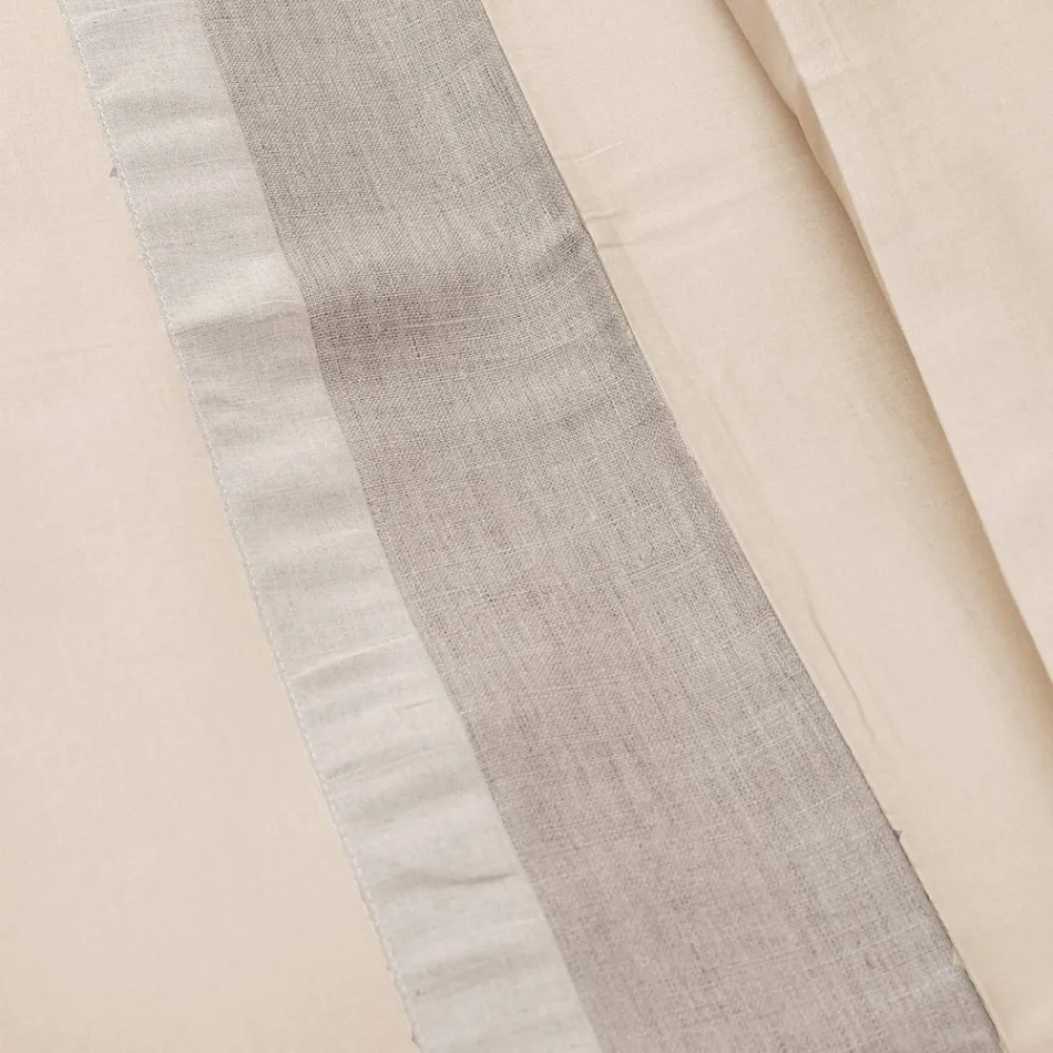 Conjunto de capa de edredom em 90% algodão e 10% linho com 2 fronhas feito na Itália - Nestle Viadurini